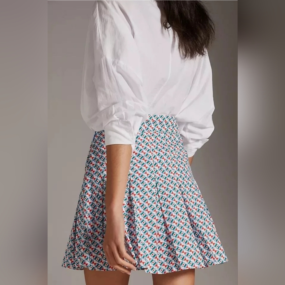 Anthropologie Pleated Motif Mini Skirt - Picture 2 of 9